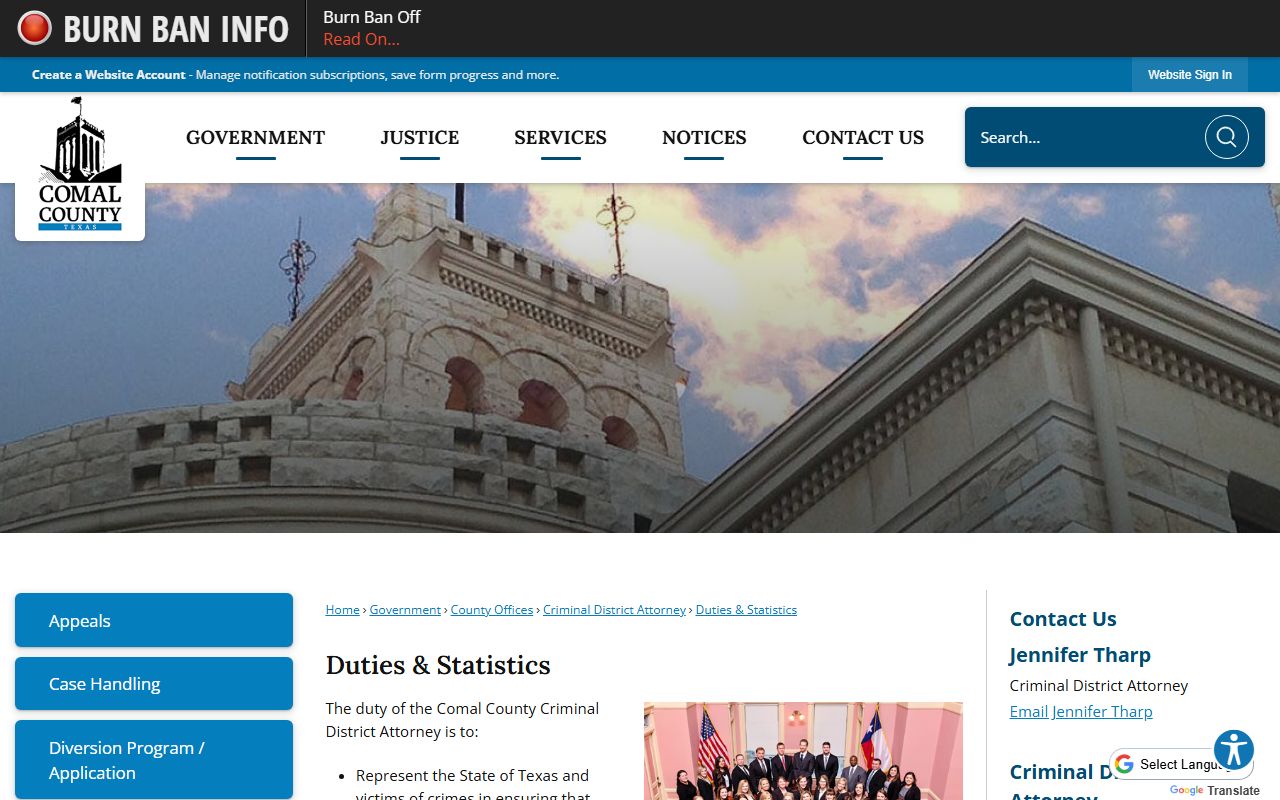 Comal County court records after arrest CDA duties statistics page