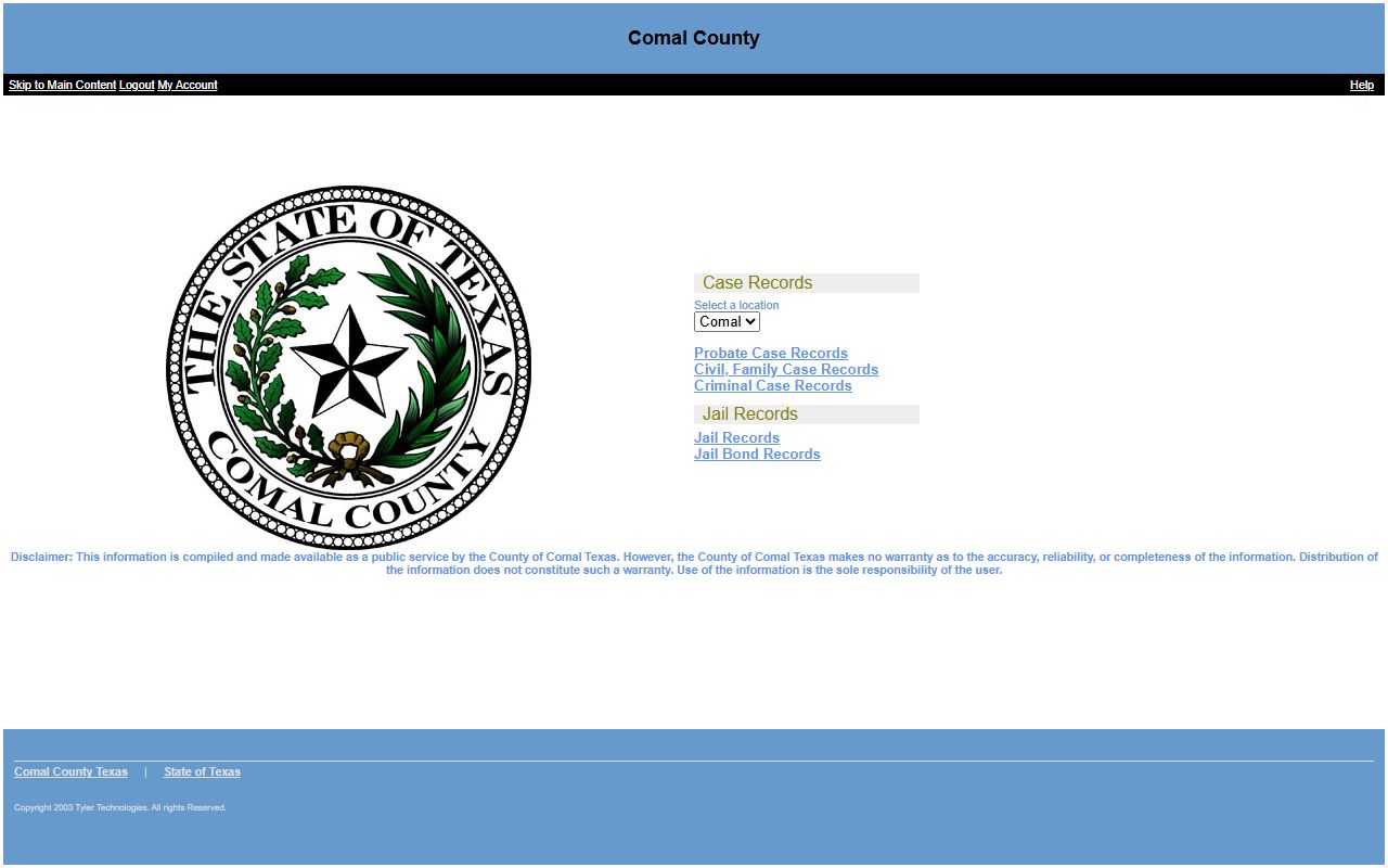 Comal County inmate records public record search portal