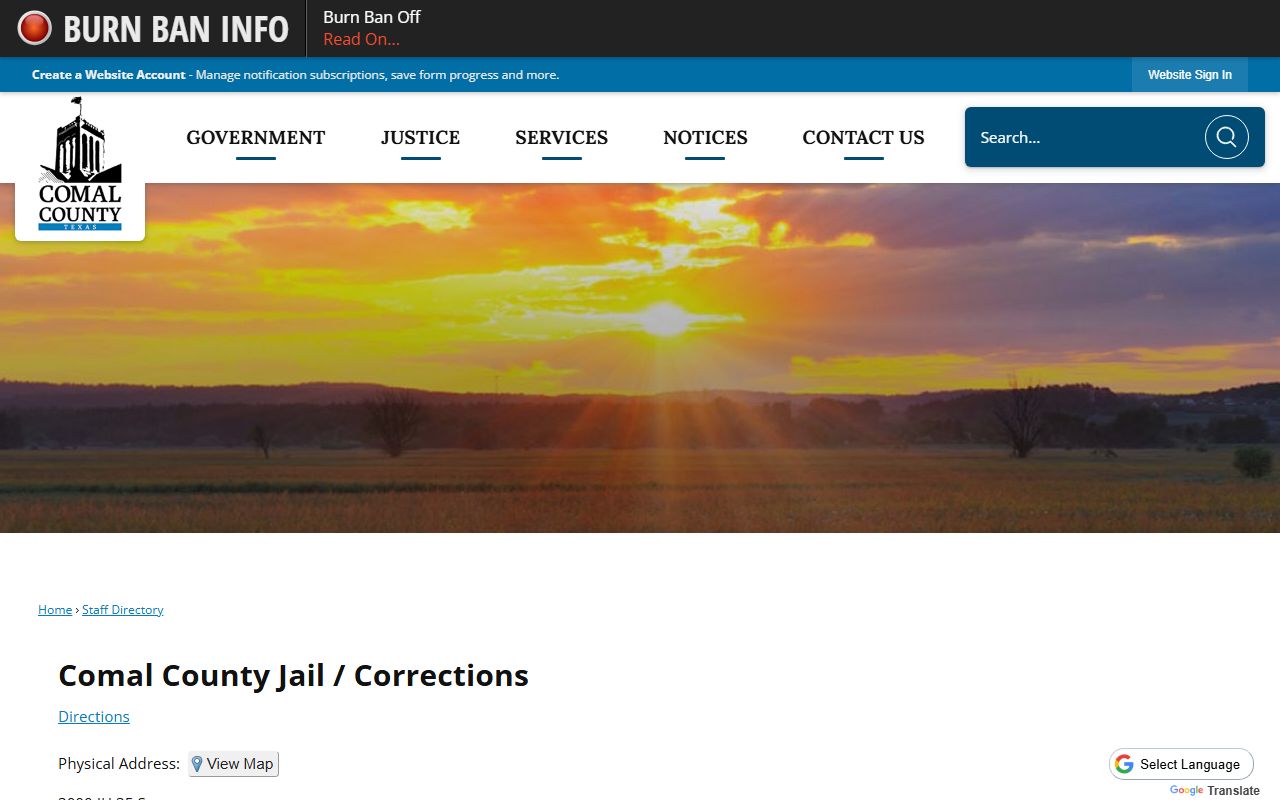 Comal County Jail inmate lookup directory page